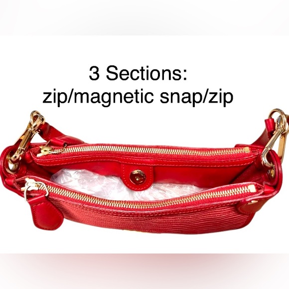 BURBERRY Red Leather Made in Italy Shoulder Bag Mint Condition - Picture 10 of 16